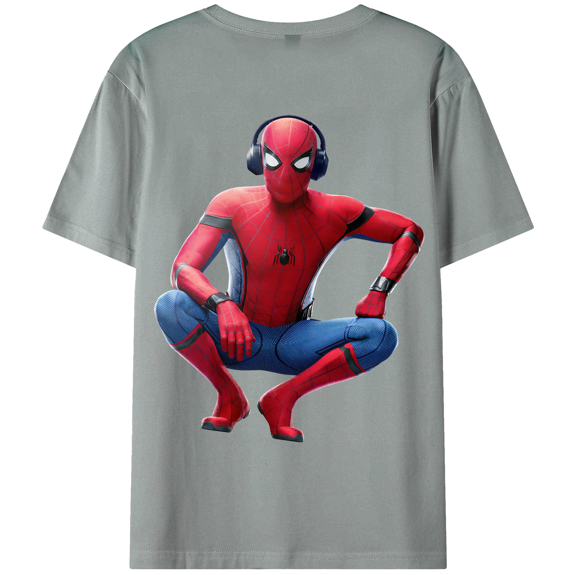 （画像用） Spider Man スパイダーマン 綿100％ メンズ半袖Tシャツ（バックプリント） 通気性
